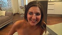 Brunette babe gets messy in this blowjob scene