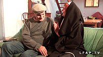 Old nun fucked and sodomized by Grandpa and his friend