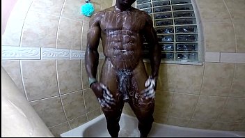 Hot black stud shows off big dick in shower  (TheeBlackHammer.com)