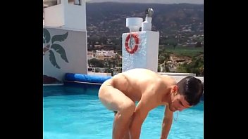Guy nude and hart in hotel pool Tenerife II