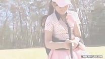 Asian babe gets naked at the golf course