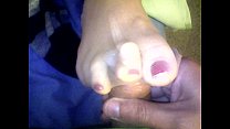 my wife jerks me off with her beautiful feet