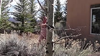 Nude outside at a casita in Taos, NM