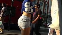 girl with huge ass walking with tiny shorts