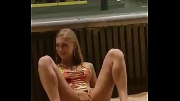 sexy  blonde teen fingering on public beach