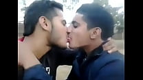 公共のインドのキス大学の深い男の子の唇のゲイ