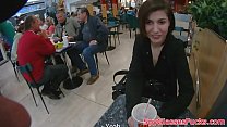 POV fucked babe filmed in public