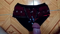 Sparkling red and black underwear | Cum on panties compilation the best!