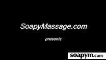 Babe gives erotic soapy massage
