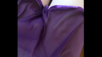 crossdresser masturbating in purple babydoll