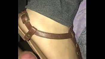 Bf cums on my cute toes and sandals