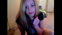 Sexy blonde teen strips and plays with her pussy for the webcam - sixxxcam.com