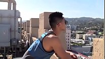 Brother shows cock outdoors