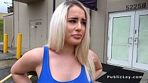 Blonde bangs monster cock in public