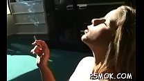Ebony sucks a small 10-pounder while holding a lit cigarette