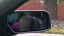 Sexy chick sucks cock in car with her ass out