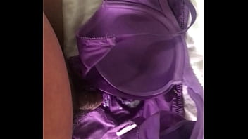 Shot on a full set of original purple underwear, lace is transparent and sexy