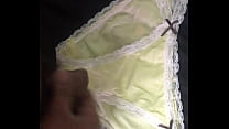 Shot on goose yellow original lace ribbon panties, cute and sexy