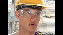 Hung latino twinks have anal sex in construction site