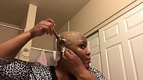 MILF at home, first time shaving her head smooth bald (BF request)