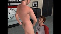 Hot 3D cartoon hunks sharing a dildo before having anal