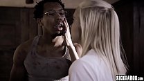 Blind blonde teen fucked by a workers big black cock
