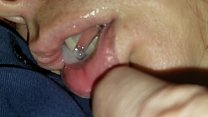 Filling her s. mouth with cum