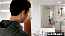 step Brother perving out on sister in the shower