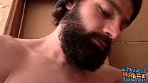 Straight bearded amateur Mickey Waters strokes cock and cums