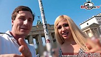 EroCom Date - loira alemã rebocada em um verdadeiro encontro às cegas casting e fodeu sem borracha