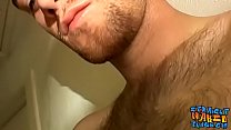 Straight guy Bryce Corbin tugs his erect cock and cums