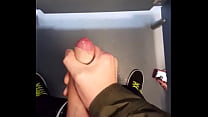 Teen with big dick caught cumming in public stall