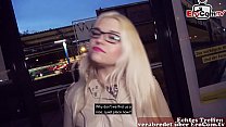 German chubby blonde teen flirt on Street and public pick up for EroCom Date outdoor POV