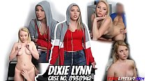 Dixie Lynn Busted by Peter Green Case No. 8938942 - Security officer strip searches blonde teen in the back office and finds hidden necklace in her pussy. As punishment, he makes her blow him then fucks her on the desk and gives her a cum facial.