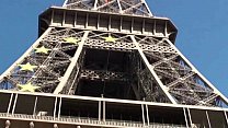 Eiffel Tower crazy public sex threesome group orgy with a cute girl and 2 hung guys shoving their dicks in her mouth for a blowjob, and sticking their big dicks in her tight young wet pussy in the middle of a day in front of everybody