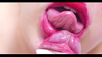 Schlampig und Saftig Blowjob mit Roten Lippen POV