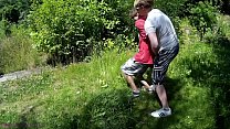 Teen lad caught in the woods, got tied up, a. and to cum 10 min