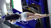 Официальный аккаунт [喵贴] Сексуальная и симпатичная корейская модель автомобиля, ультракороткие джинсы.