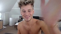 Cute blonde in front of webcam his big dick
