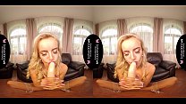 Solo blonde lady, Victoria Pure is masturbating, in VR