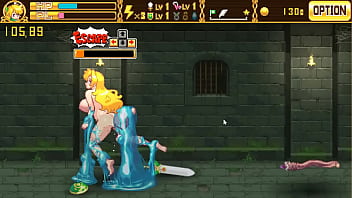 戦士の女の子の変態リョナ行為ゲームxxxでゴブリンの男とモンスターとセックスをしているブロンドの女の子の変態