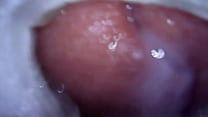 Gros plan vue intérieure de la baise et du sperme dans Fleshlight