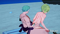 One Piece Yaoi Hentai 3D - Zoro Ronoa x Sanji Fodendo em uma praia - Yaoi 3D