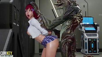 Sluty Girl alleva con Lizard Man | Hentai porno 3D | Bambola caduta