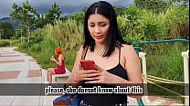 Martina lets two strangers control her toy in a park till squirt