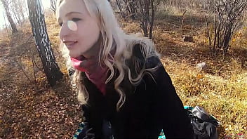 Teen babe loves to suck and fuck in nature! - Outdoor POV