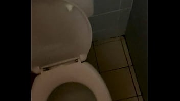 Masturbate in a campsite toilet