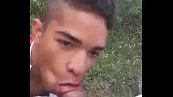 Young man taking cum in his mouth