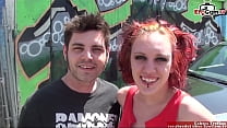 Skinny red haired punk girl with small tits fucked