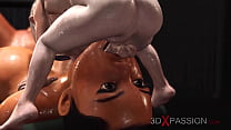 Un docteur midget baise une brune sexy menottée et bâillonnée au labo